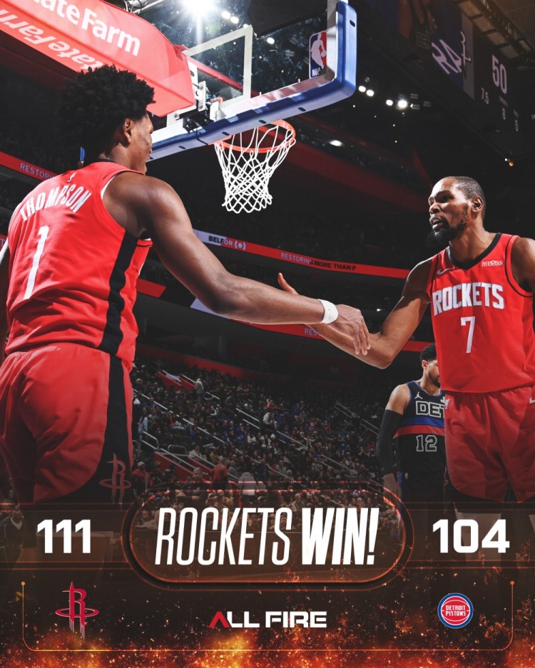 168极速赛车下载-正负值最高二人组！火箭赢球海报：封面为杜兰特+阿门击掌瞬间